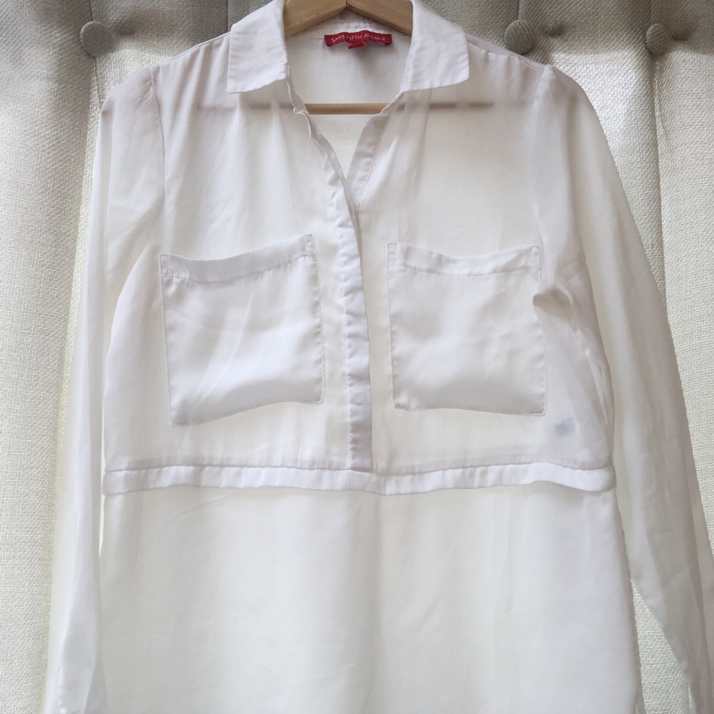 🦚White Saks 5th Avenue Light Blouse M